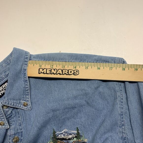 Sierra Pacific Denim Shirt VTG Blue Pagosa Springs CO Single Stitch Embroidered - Picture 13 of 15